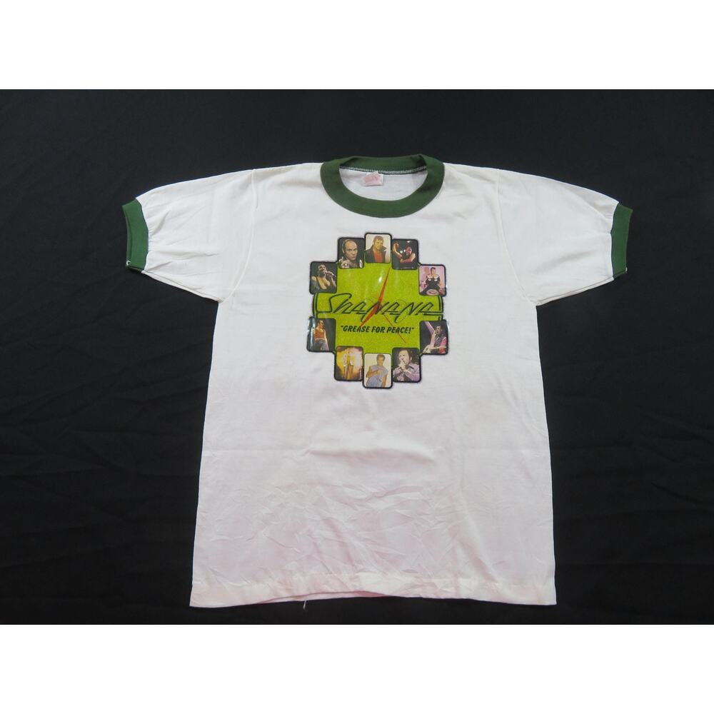 SHANANA Grease For Peace Rock Ringer White T-Shirt Sz M 1970s